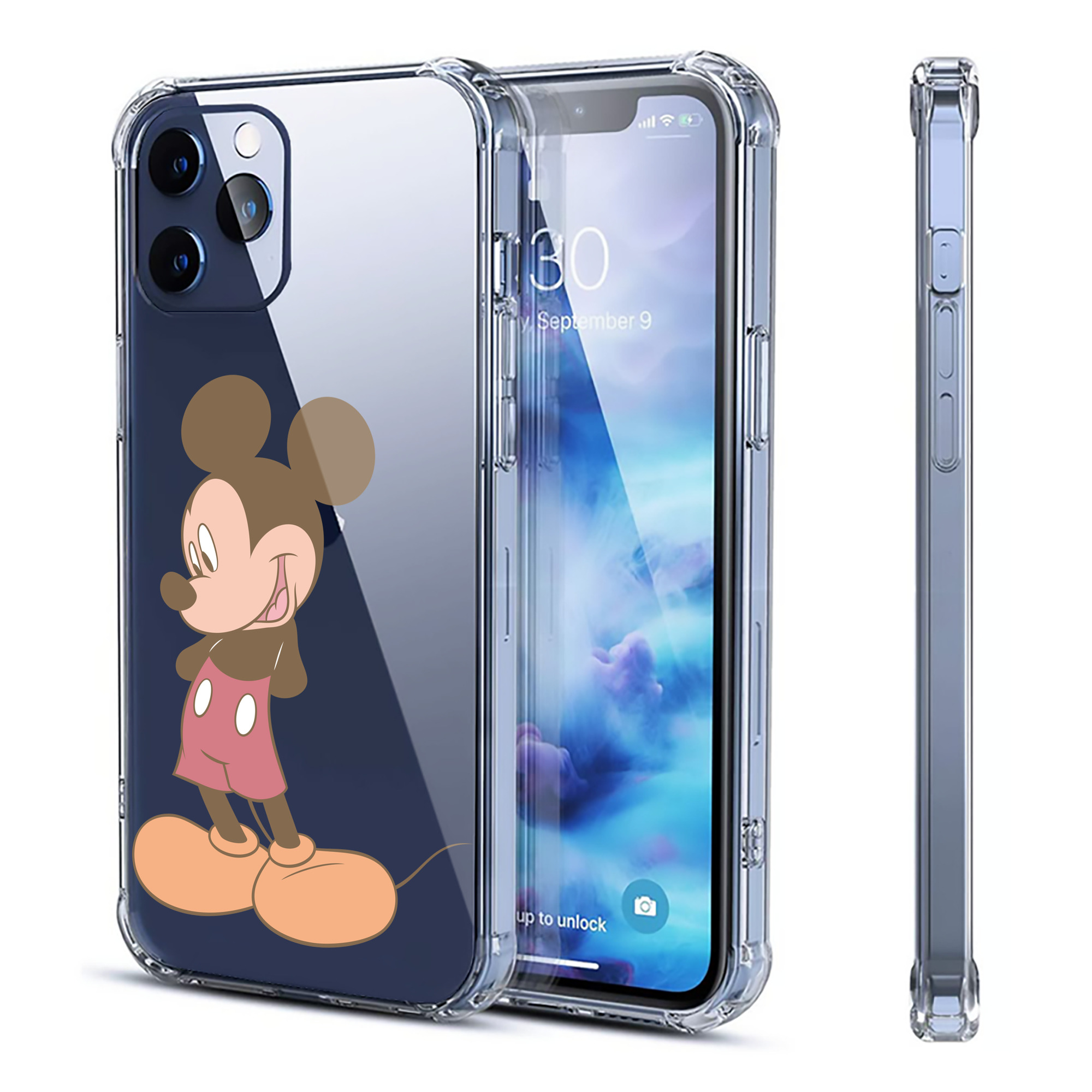 （画像用） ミッキーマウス Mickey Mouse 【iPhone 12シリーズ対応】透明スマホケース（クリアソフトケース）